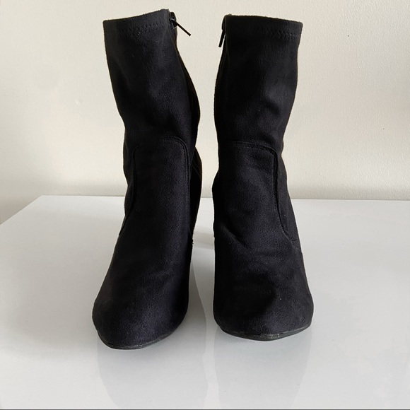 Black Suede Ankle Sock Boots - Picture 3 of 5